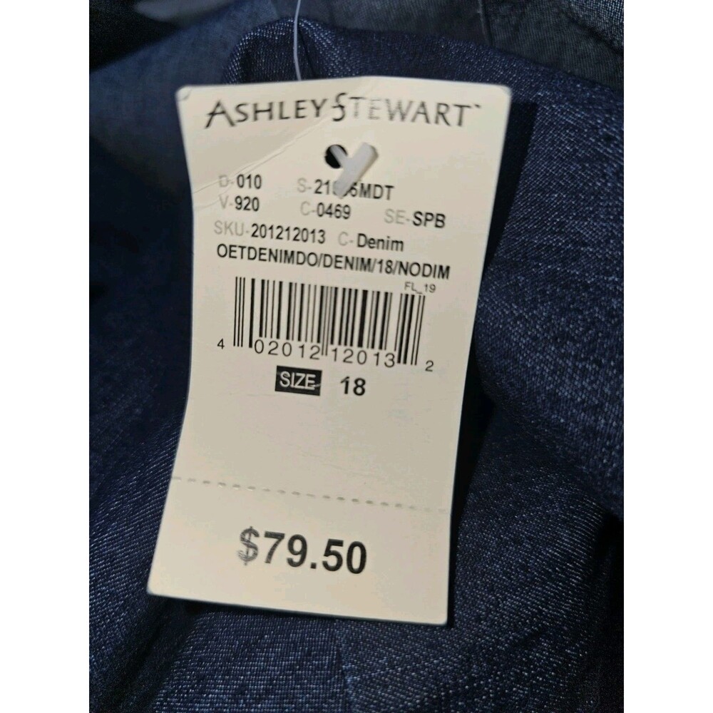 Ashley Stewart Woman Plus 18 Denim Jogger Jumpsuit Blue Dark Wash Belt Full Zip - Picture 4 of 15